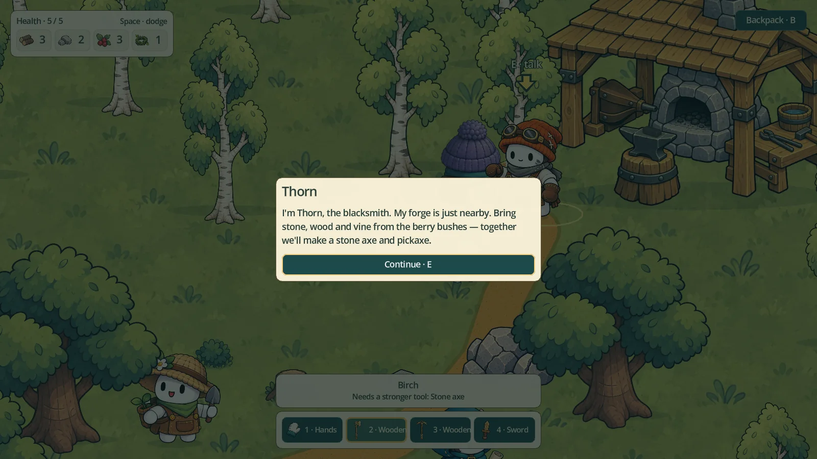 Dialogue with Thorn the blacksmith